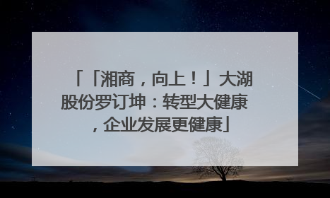 「湘商，向上！」大湖股份罗订坤：转型大健康，企业发展更健康