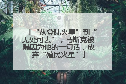“从登陆火星”到“无处可去”，马斯克被曝因为他的一句话，放弃“殖民火星”