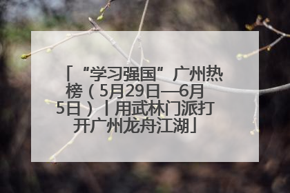 “学习强国”广州热榜（5月29日—6月5日）丨用武林门派打开广州龙舟江湖