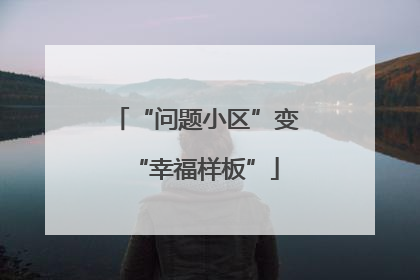 “问题小区”变“幸福样板”