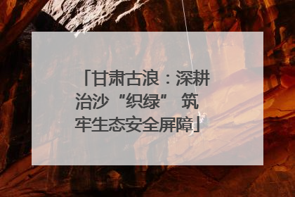 甘肃古浪：深耕治沙“织绿” 筑牢生态安全屏障