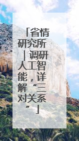 省情研究所｜调研人工智能，详解“三对关系”
