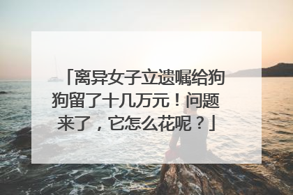 离异女子立遗嘱给狗狗留了十几万元！问题来了，它怎么花呢？