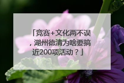 竞赛+文化两不误，湖州德清为啥要搞近200项活动？