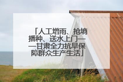 人工增雨、抢墒播种、送水上门——甘肃全力抗旱保障群众生产生活