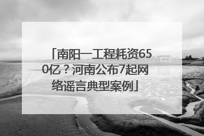 南阳一工程耗资650亿？河南公布7起网络谣言典型案例