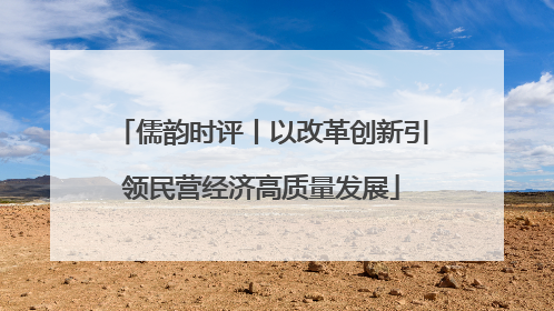儒韵时评丨以改革创新引领民营经济高质量发展