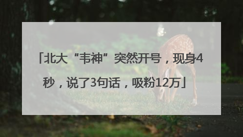 北大“韦神”突然开号，现身4秒，说了3句话，吸粉12万
