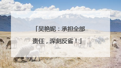 吴艳妮：承担全部责任，深刻反省！