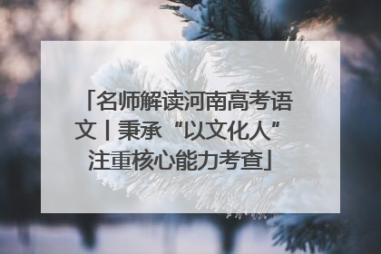 名师解读河南高考语文丨秉承“以文化人” 注重核心能力考查