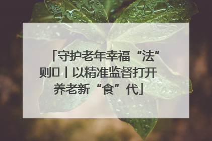 守护老年幸福“法”则⑮丨以精准监督打开养老新“食”代