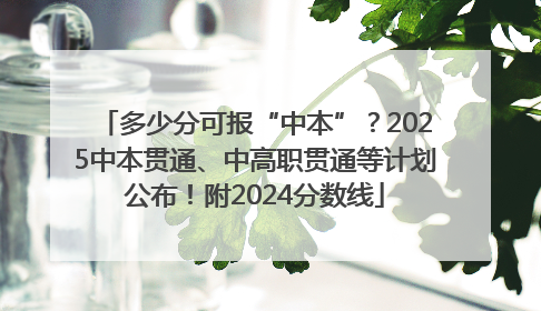 多少分可报“中本”？2025中本贯通、中高职贯通等计划公布！附2024分数线