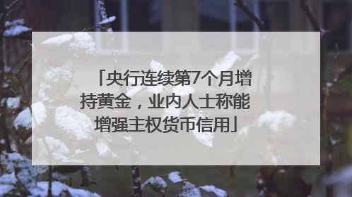 央行连续第7个月增持黄金，业内人士称能增强主权货币信用