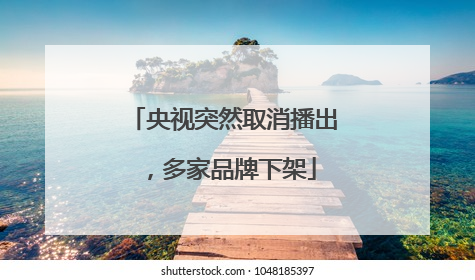 央视突然取消播出，多家品牌下架