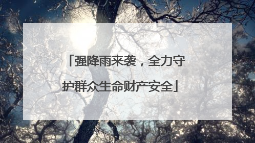 强降雨来袭，全力守护群众生命财产安全