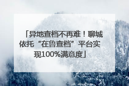 异地查档不再难！聊城依托“在鲁查档”平台实现100%满意度