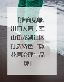 推窗见绿、出门入园，军山街龙湖社区打造特色“微花园治理”品牌