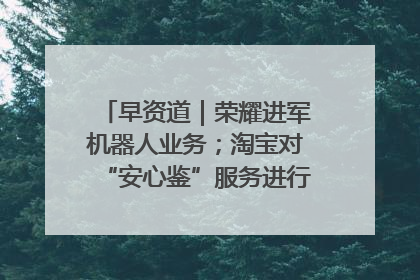 早资道｜荣耀进军机器人业务；淘宝对“安心鉴”服务进行逐步下线调整