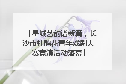 星城艺韵谱新篇，长沙市杜鹃花青年戏剧大赛竞演活动落幕