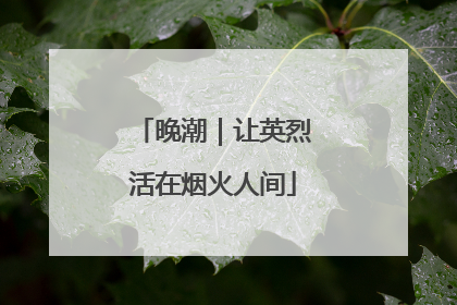 晚潮｜让英烈活在烟火人间