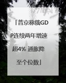 普京称俄GDP连续两年增速超4% 通胀降至个位数
