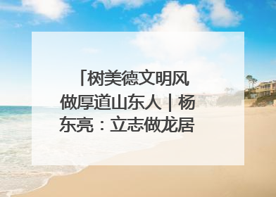 树美德文明风 做厚道山东人｜杨东亮：立志做龙居的“小丸童”