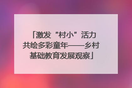 激发“村小”活力 共绘多彩童年——乡村基础教育发展观察
