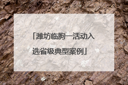 潍坊临朐一活动入选省级典型案例