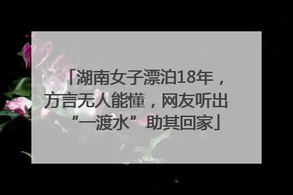 湖南女子漂泊18年，方言无人能懂，网友听出“一渡水”助其回家