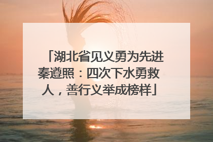 湖北省见义勇为先进秦遵照：四次下水勇救人，善行义举成榜样