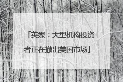 英媒：大型机构投资者正在撤出美国市场