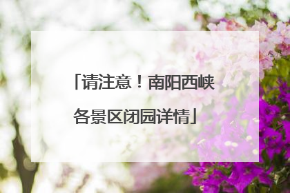 请注意！南阳西峡各景区闭园详情