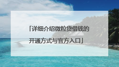 详细介绍微粒贷借钱的开通方式与官方入口