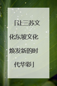 让三苏文化东坡文化焕发新的时代华彩