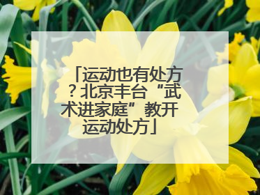 运动也有处方？北京丰台“武术进家庭”教开运动处方