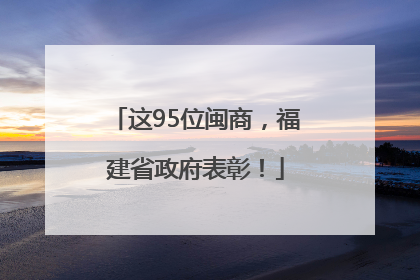 这95位闽商，福建省政府表彰！