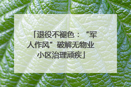退役不褪色：“军人作风”破解无物业小区治理顽疾