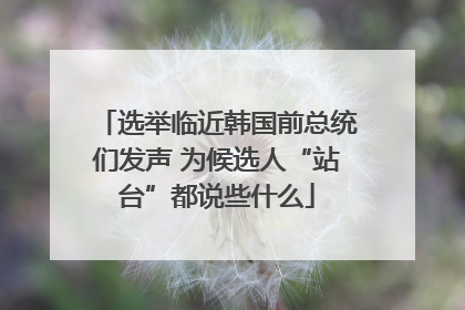 选举临近韩国前总统们发声 为候选人“站台”都说些什么