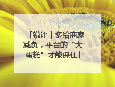 锐评｜多给商家减负，平台的“大蛋糕”才能保住