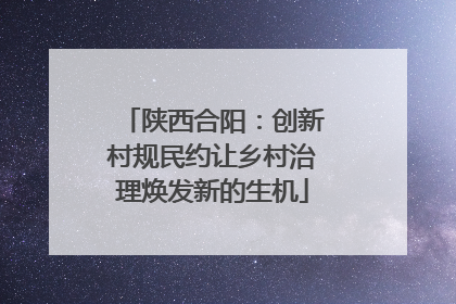 陕西合阳：创新村规民约让乡村治理焕发新的生机