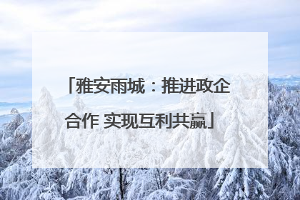 雅安雨城：推进政企合作 实现互利共赢