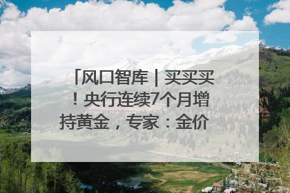 风口智库｜买买买！央行连续7个月增持黄金，专家：金价或仍易涨难跌