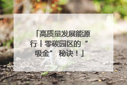 高质量发展能源行丨零碳园区的“吸金” 秘诀！