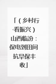 （乡村行·看振兴）山西临汾：保电到田间 抗旱保丰收
