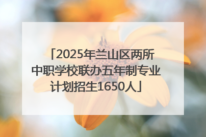 2025年兰山区两所中职学校联办五年制专业计划招生1650人