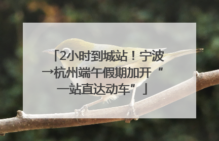 2小时到城站！宁波→杭州端午假期加开“一站直达动车”